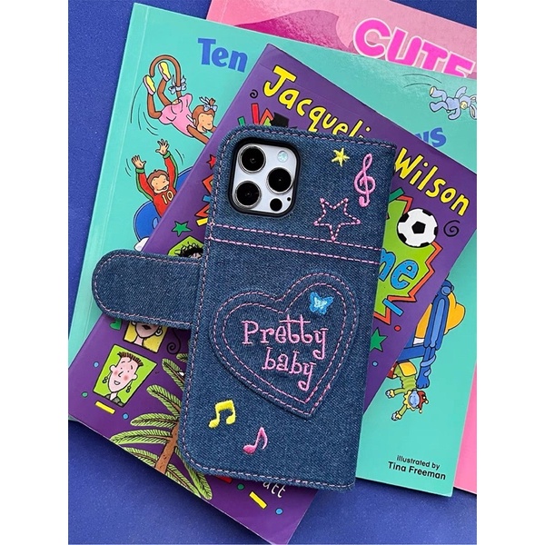 พร้อมส่ง เคสไอโฟน y2k ยีนส์ ปักลาย Rubbie room เคส airpod 1 2 pro #7
