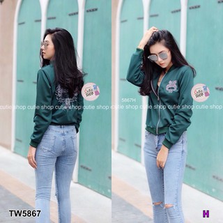 (5867) Jacket เสื้อคลุมแขนยาวทรงเบสบอล