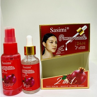 เซรั่ม+สเปรย์แต่งหน้าNO:S-12130 Sasami ซาซิมิ ทับทิม เฟซ เซรั่ม ช่วยลดเลือดจุดด่างดำ รอยด่างดำ Sasami 2 in 1 Pomegranate