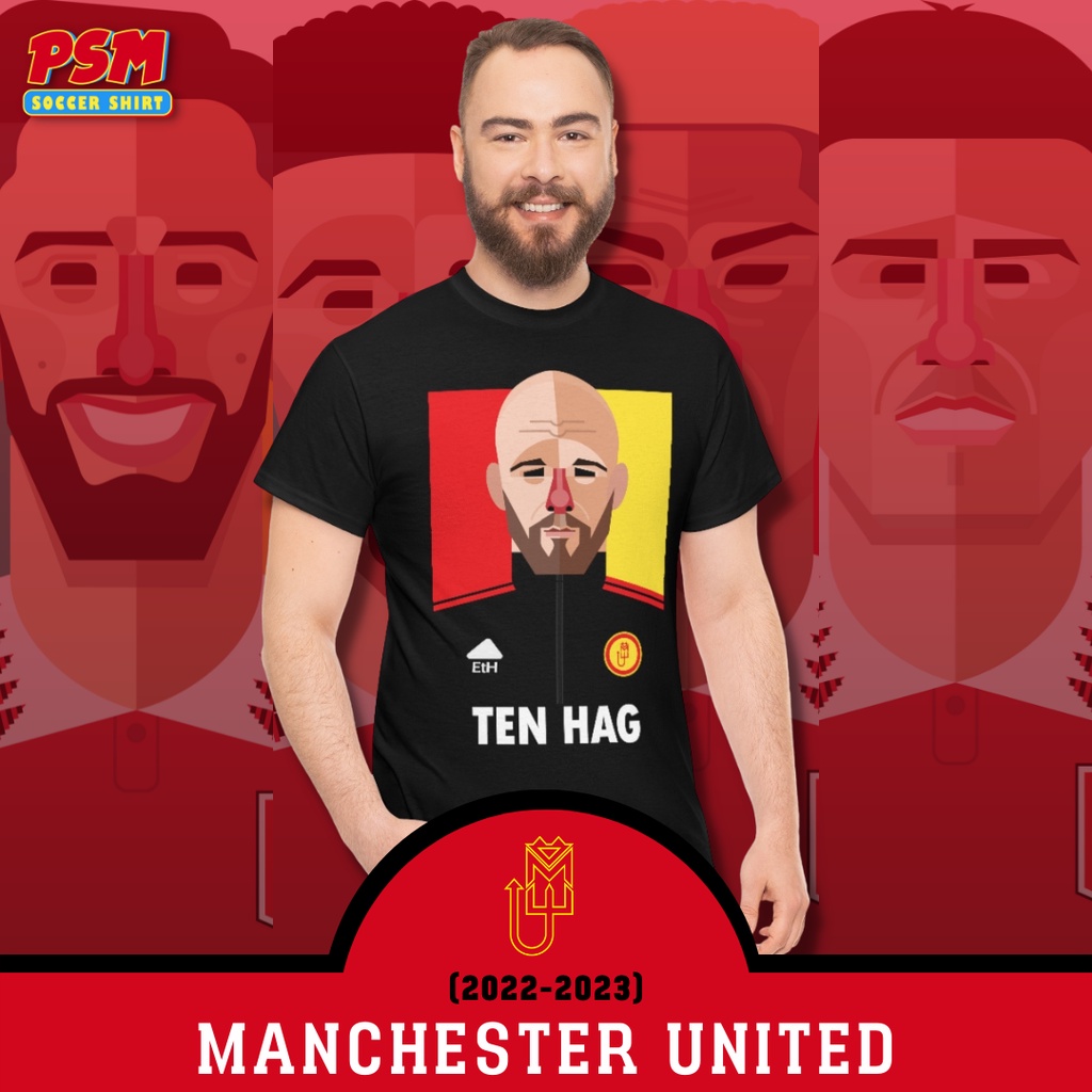 คอลูกเรือPSM เสื้อยืดลายนักฟุตบอล แมนฯ ยูไนเต็ด 2022/23S-5XL