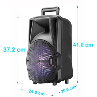 ลำโพงไร้สาย รุ่น PK-10A เสียงดัง มาพร้อมหูหิ้ว ขนาด 8 นิ้ว Loudspeaker แถมฟรี! ไมโครโฟนมีสาย