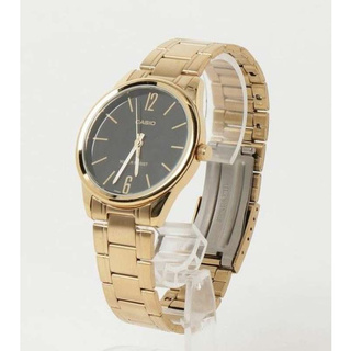 Casio Standard รุ่น MTPV005G1BUDF นาฬิกาข้อมือสุภาพบุรุษ สายแสตนเลสสีทองหน้าดำ