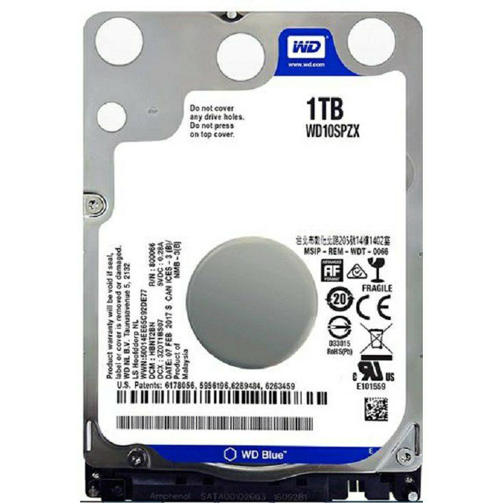WD Blue 1 TB HDD Notebook (NB-SATA-3) (5400RPM, WD10SPZX) 1 TB Harddisk for Notebook HDD / รับประกัน