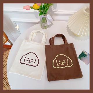 Japanese and Korean cartoon dog printed canvas bag Korean version ins handbag