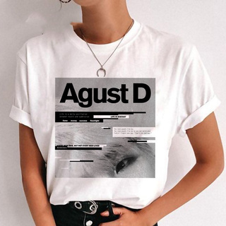 เสื้อยืดพิมพ์ลายกราฟฟิค August D Suga สไตล์เกาหลีสําหรับผู้หญิง