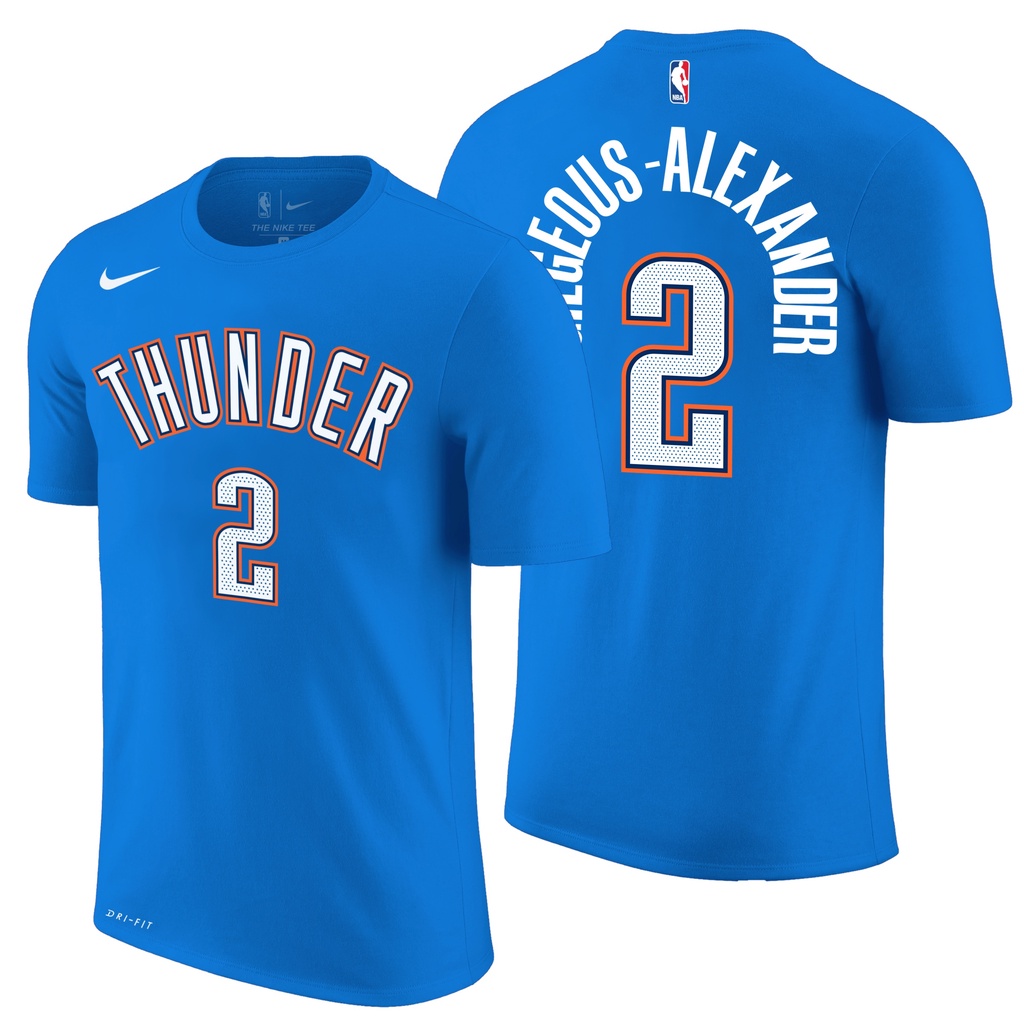 คอลูกเรือเสื้อยืดคอกลมเสื้อยืด ลายบาสเก็ตบอล Nba OKC Oklahoma CIty Thunder No. ไอคอน 2 Shai Gilgeous