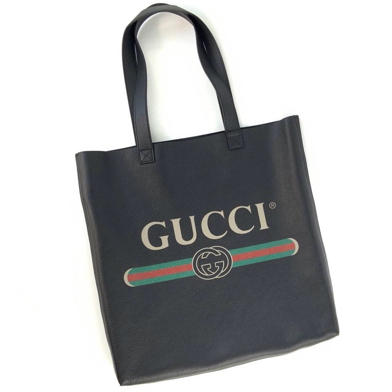 New! Gucci Print Grain Leather Tote Bag