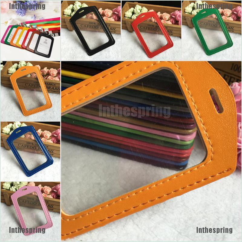 Inthespring Id Badge Holder Vinyl Case Clear With Color Border And Lanyard Holes