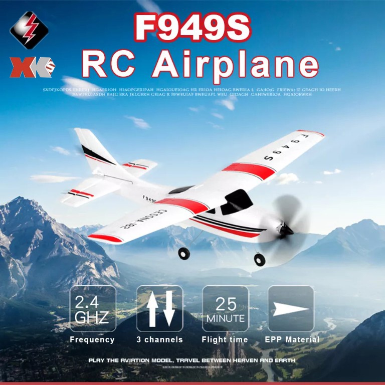 เครื่องบินโฟมบังคับวิทยุ Wltoys NO. F949S รีโมทคอนโทรลเครื่องบิน Cessna RC 2.4G 3CH RC Glider เครื่องบินจำลอง RTF