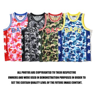 21 Bape ใหม่ Breathable กีฬา Camouflage Motion Star เสื้อกั๊กสีฟ้าสีเขียวสีชมพูสีดำผู้ชายผ้าฝ้าย Breathable Casual หลวม Camo ไหล่