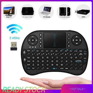 Ssn -i8 คีย์บอร์ดไร้สาย 2.4GHz ขนาดเล็ก พร้อมทัชแพด สําหรับ TV Set-Top Box PC Laptop
