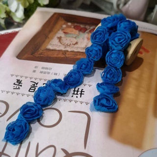 ผ้าลูกไม้ ลาย ดอกไม้ กุหลาบ แถว (สีฟ้า มีให้เลือกสองขนาด) ขนาดเล็กจิ๋ว กว้าง 2 cm