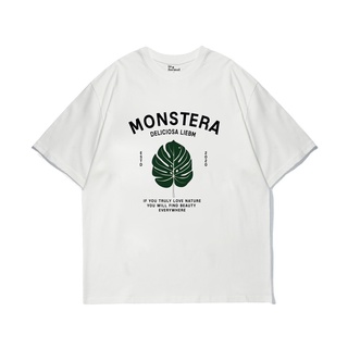 คอตต้อนคอกลมเสื้อยืดคอกลม☜◙❈เสื้อยืด Oversize sleeve unisex "Monstera"S-5XL