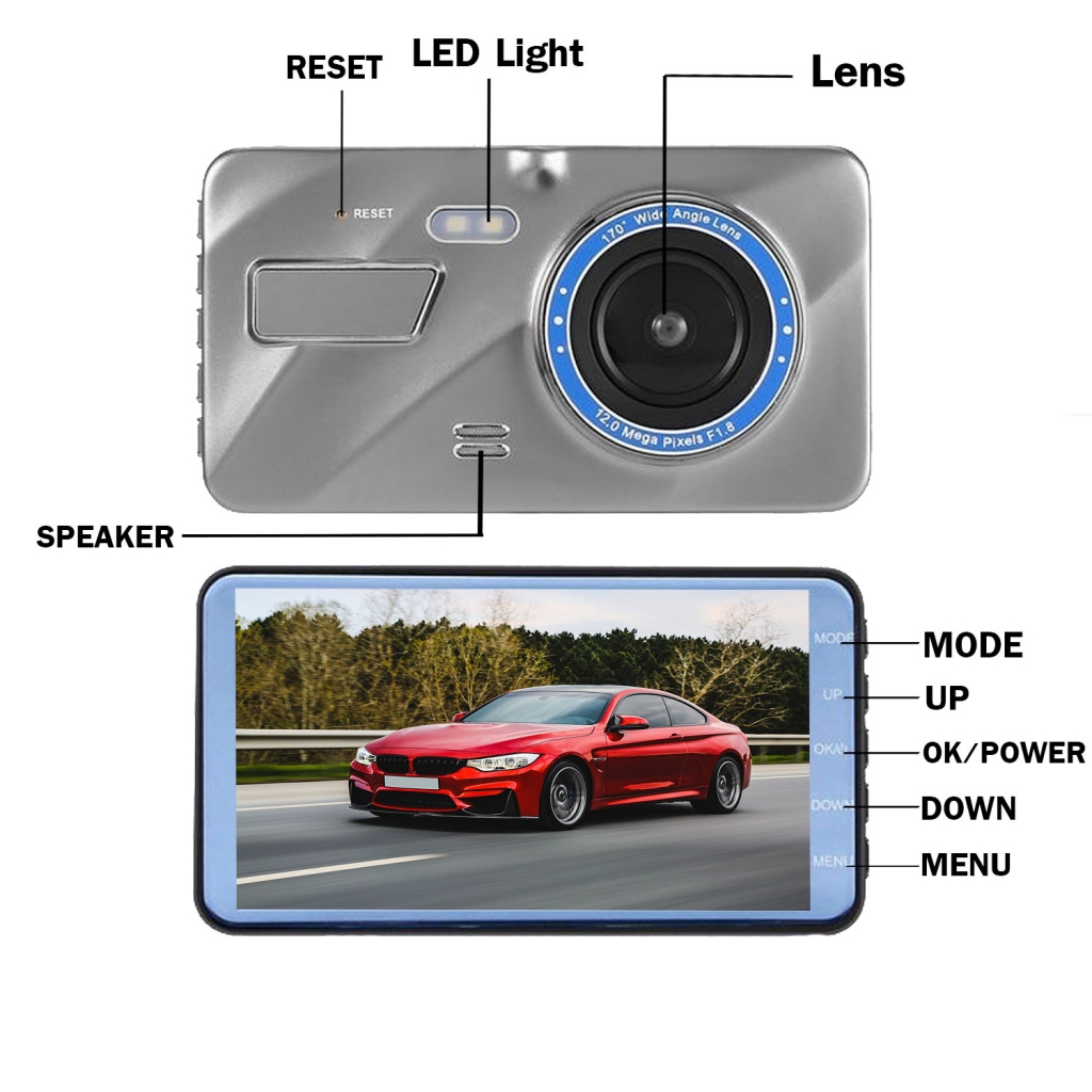 กล้องติดรถยนต์ Dual lens vehicle blackbox DVR รุ่น A10 (หน้า-หลัง)