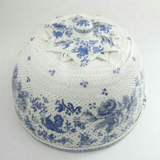 ฝาชีเดคูพาจ Pun-Pun Crafts Decoupage Handmade ฝาชีไม้ไผ่สาน ขนาด 12 นิ้ว Vintage Blue Rose Style