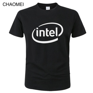 เสื้อยืดแขนสั้น ผ้าฝ้าย พิมพ์ลายโลโก้ Intel แฟชั่นฤดูร้อน สําหรับผู้ชาย และผู้หญิง C10S-5XL