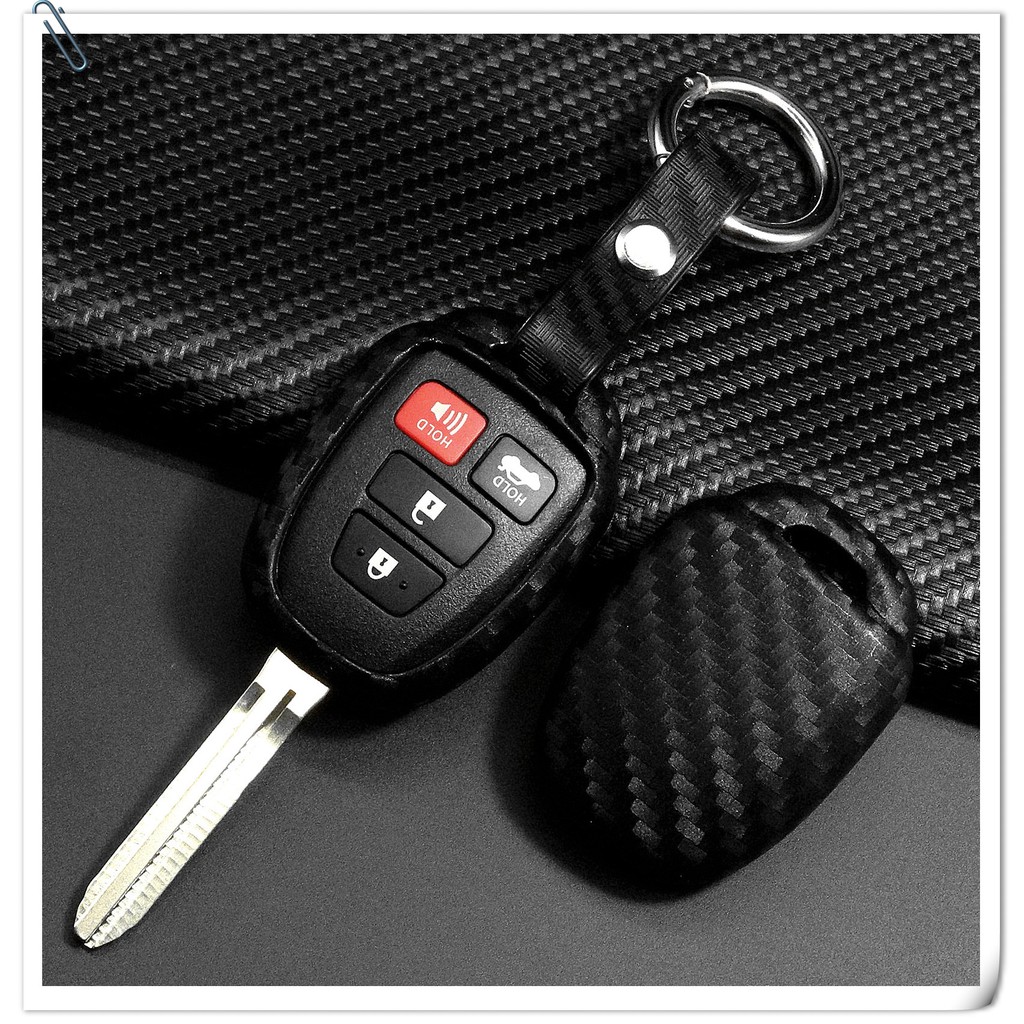 ซองกุญแจ+พวงกุญแจ วัสดุ Carbon Fiber case Toyota Yaris Ativ Vios Sienta รุ่น G 2013-2019