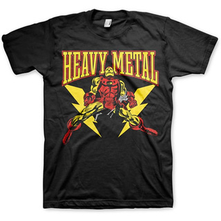 T-shirt  เสื้อยืด พิมพ์ลาย Marvel Iron Man Likes Heavy Metal 3XL 4XL 5XL สําหรับผู้ชาย (สีดํา)S-5XL