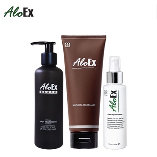 AloEx 3 Steps Set ชุดดูแลหนังศรีษะ Set B Serum 50ml. + Black Shampoo + Hair Mask