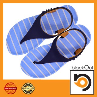 Blackout Zyne Slingback พื้นลายเส้นฟ้าหูน้ำเงินเหลือง