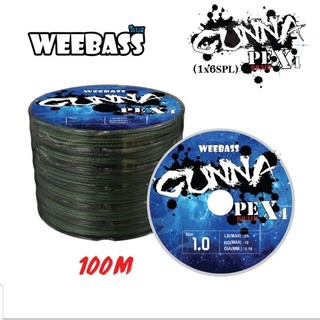 สาย PE weebass รุ่น Gunna ถัก x4 สีเขียวขี้ม้า ยาว 100 เมตร