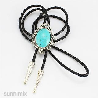 Western Cowboy Style Crown Turquoise Shirt Suit Bolo Tie Necklace Poirot Tie