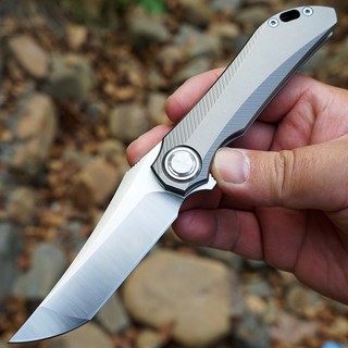 มีดพับ Twosun TS196 มีดพก pocket knife มีดแคมป์ สุดยอดเหล็ก M390 ใบ 3.2" Frame lock, ball bearings ด้าม titanium alloy