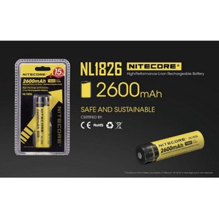 ถ่านไฟฉายNitecore NL-1826(18650) 2600mAh 1ก้อน ของแท้