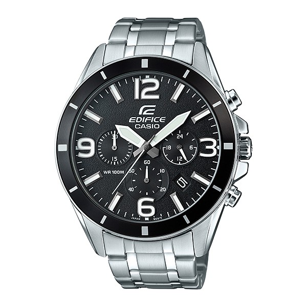 Casio Edifice Chronograph นาฬิกาข้อมือผู้ชาย สีดำ สายสแตนเลส รุ่น EFR-553D-1BV