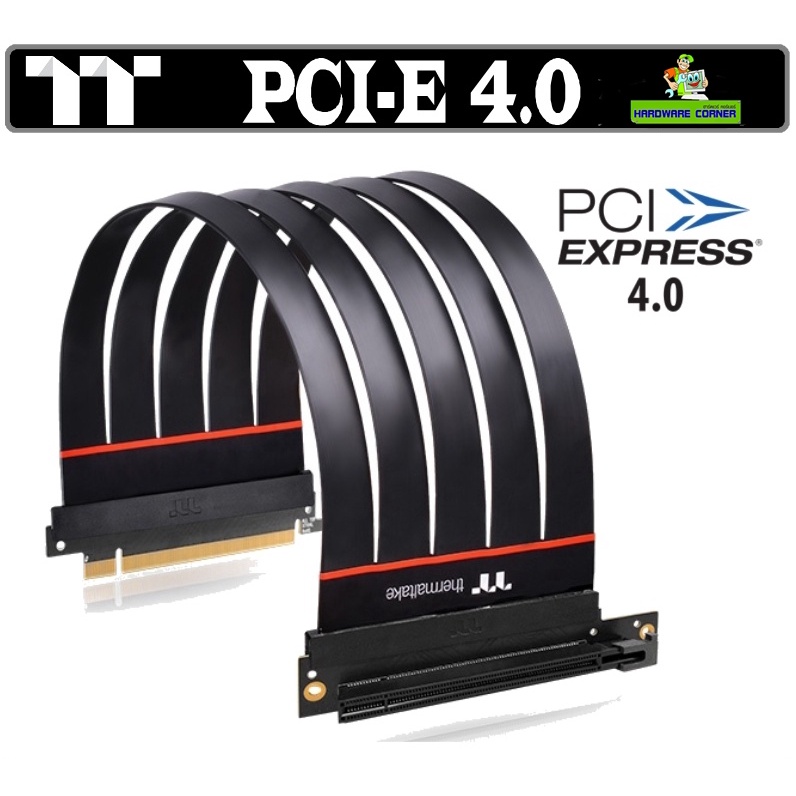 RISER CABLE (สายพีซีไอ) Thermaltake TT Premium PCI-E 4.0 Extender 300mm  with 90 degree adapter (AC-058-CO1OTN-C2) 1Y. | Shopee Thailand