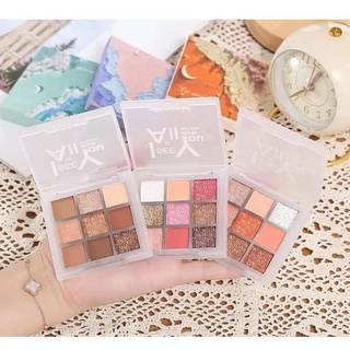 พาเลทอายแชโดว์ 9สี เนื้อดินน้ำมัน สีสวย ติดทน กันน้ำ 9ช่อง แบบพกพาและใช้งานง่าย