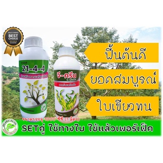 ***ชุดคู่ สร้างใบคุณภาพ***ปุ๋ยน้ำธานอส สูตร 21-4-4 + จี-กรีน สารกระตุ้นทางชีวภาพ สำหรับพืช ***ชุดคู่ สร้างใบคุณภาพ***