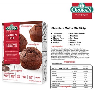 ✨นาทีทอง✨ Orgran Gluten Free Chocolate Muffin Mix375gแป้งสำเร็จรูปทำมัฟฟิน คุณภาพระดับพรีเมี่ยม