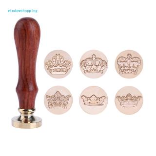 shop☞Crown Pattern DIY Retro Wood Stamp Customs Insurance Sealing Wax Seal Post♡