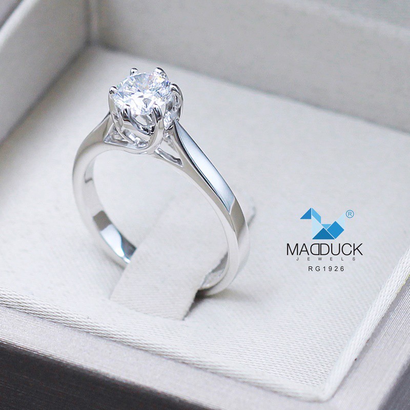Madduckjewels แหวนเงินแท้ เพชร CZ ชุบโรเดียม RG1926