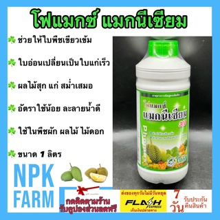 โฟแมกซ์ แมกนีเซียม 300 ขนาด 1 ลิตร โซตัส เร่งการเพลสลาด ช่วยใบเขียวเข้ม ผลไม้สุก สม่ำเสมอ ละลายน้ำดีเยี่ยม เกาะติดใบดี