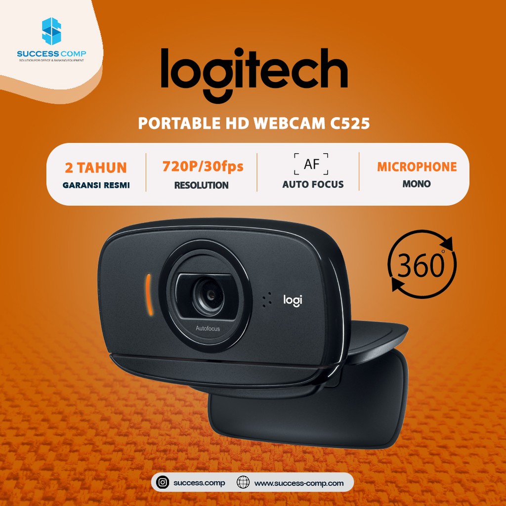 Logitech C525 กล้องเว็บแคม HD แบบพกพาสําหรับเด็ก 2 ปี