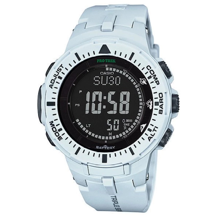 Casio Protrek นาฬิกาข้อมือผู้ชาย สีขาว สายเรซิ่น รุ่น PRG-300-7