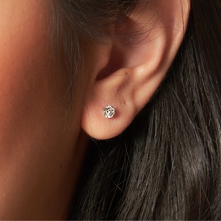 ต่างหูแบบติดหู (ear stud) เงินแท้925 ประดับเม็ดคริสตัลขนาด 4mm