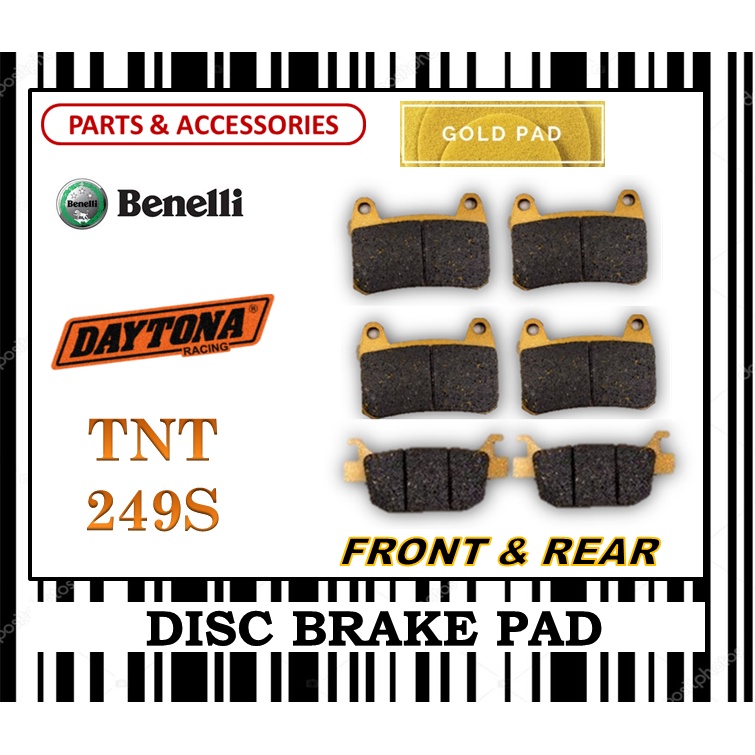 BENELLI TNT 249S TNT 302S ชุดผ้าเบรค SUPERBIKE FR0NT & REAR DAYTONA TYPE GOLD