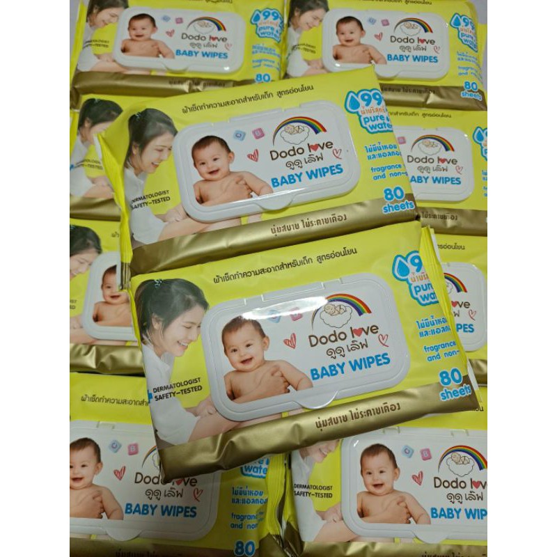 (( 3ห่อ )) ทิชชู่เปียก DODOLOVE Cleansing Wipes ผ้านุ่มชุ่มชื้น 1 ห่อ 80 แผ่น