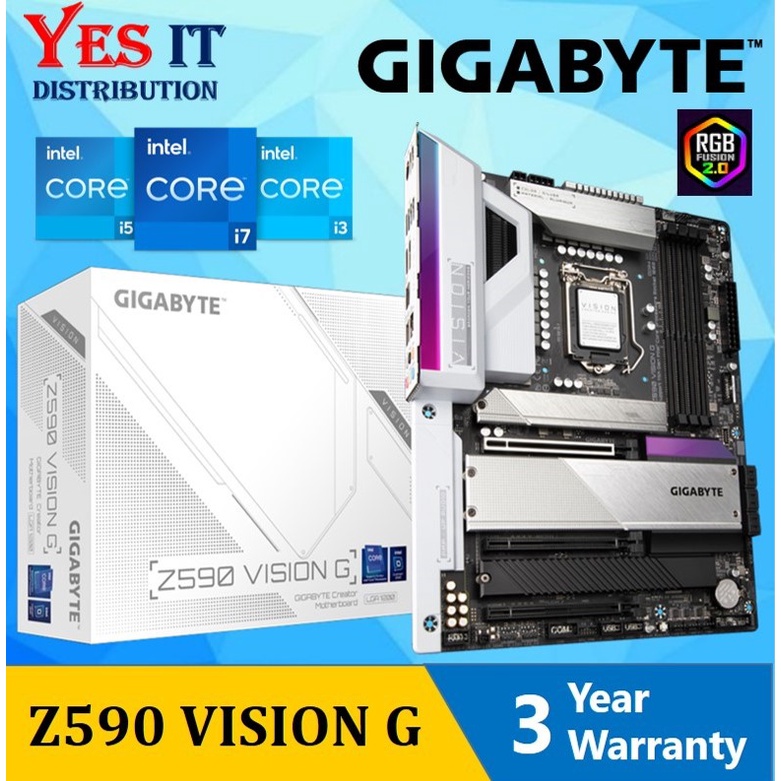เมนบอร์ด GIGABYTE Z590 VISION G LGA1200 M-ATX + โปรเซสเซอร์ INTEL 11th & 10th Gen