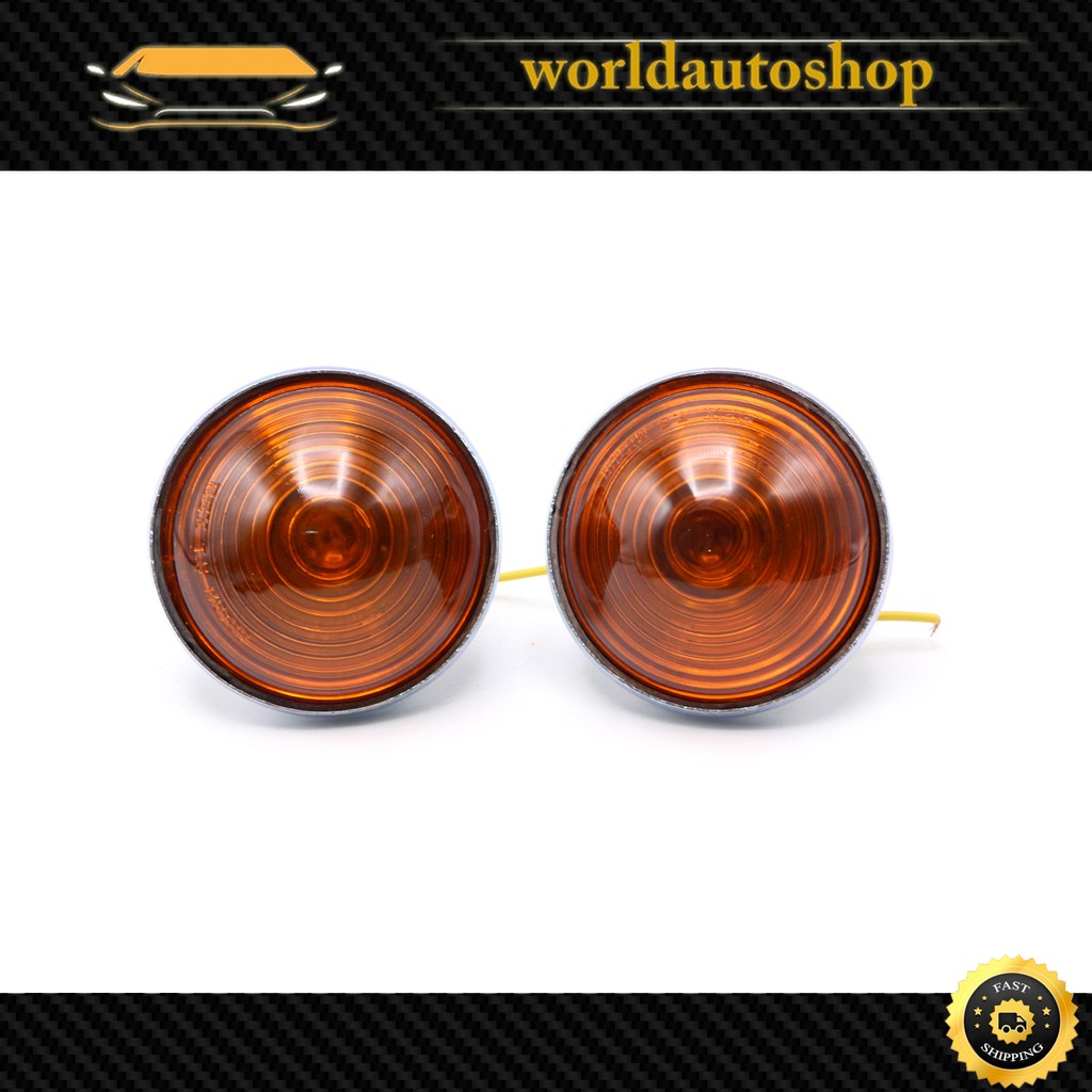 ไฟหรี่ ข้าง ทรงกลม แบบลวด เลนส์สีส้ม 2ชิ้น Jeep  Willys Jeep CJ3 CJ5 CJ6 CJ2A CJ3A CJ3B ปี1945 - 197