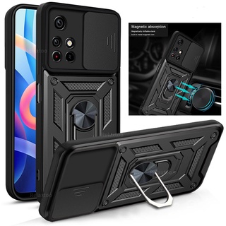 Shockproof Armor Casing For Xiaomi POCO M4 Pro M4Pro X4 NFC X4NFC X4 Pro X4Pro Redmi Note11 Note 11 Pro Plus Pro+ Note 11s 5G 4G Slide Back Camera Lens Protect Full Protection With Ring Stand Phone Case Cover