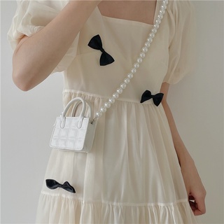 Niche design bag girls summer 2021 new mini square bag pearl chain handbag shoulder bag messenger lipstick bag