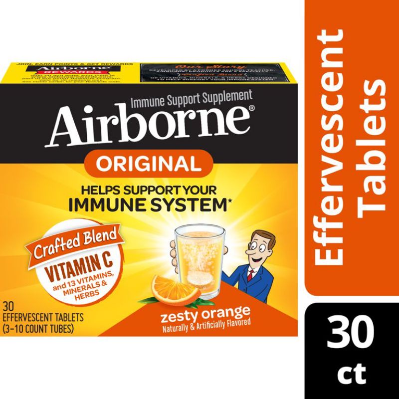 วิตามินซี เม็ดฟู่ Airborne  Immune  Support Supplement