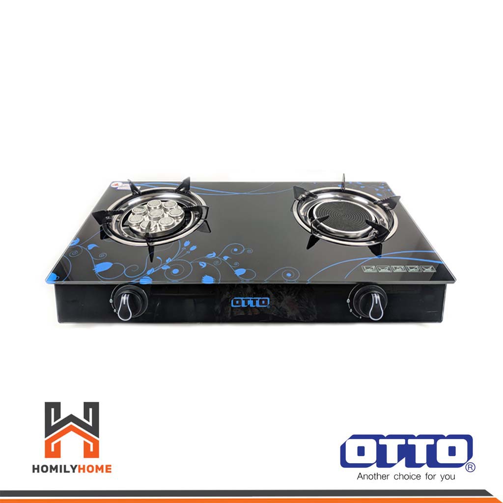 OTTO เตาแก๊สหน้ากระจกหัวอินฟราเรด และเทอร์โบ รุ่น GS-895 เตาแก๊สหน้ากระจกหัวคู่ 