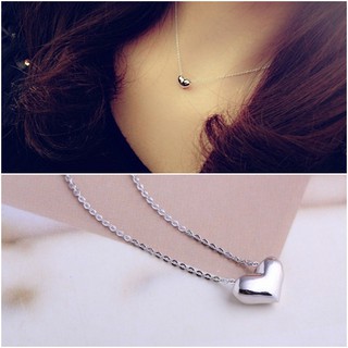 สร้อยคอ สร้อยคอแฟชั่น ชุบทองคำขาว14K สร้อยคอจี้รูปหัวใจ