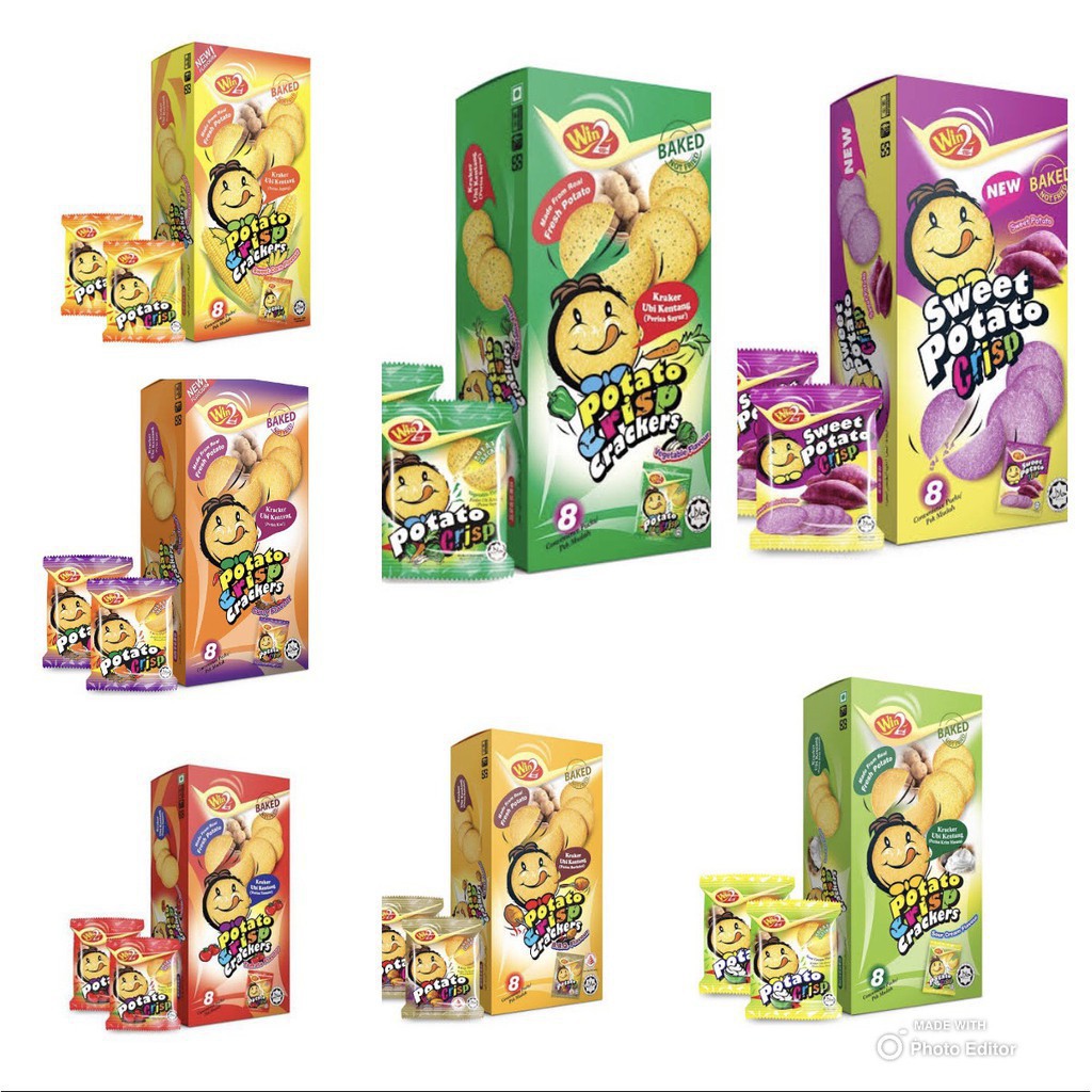 ปังแลบลิ้น มันฝรั่ง win2 ขนมแครกเกอร์มันฝรั่งบางกรอบ Win2 Potato Crackers Crisp