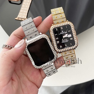 【2022 ใหม่】สายนาฬิกาข้อมือโลหะ ประดับพลอยเทียม หรูหรา แฟชั่น สําหรับ iwatch serise 8 7 6 5 4 SE 3 2 1 45 มม. 41 มม. 40 มม. 44 มม. 42 มม. 38 มม.